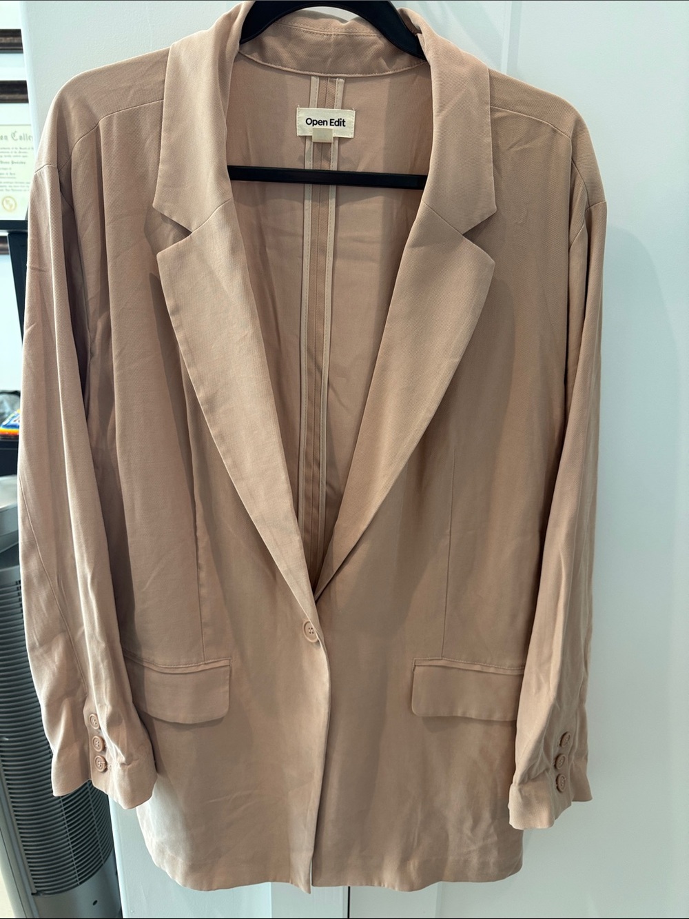 Open Edit oversized  Taupe Single-Button Blazer